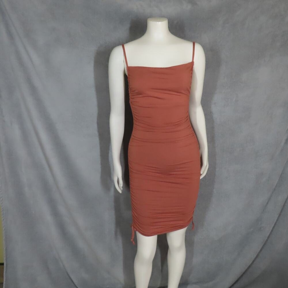 RUMER Amber Paige Mini Stretch Ruched Jersey Dress Medium